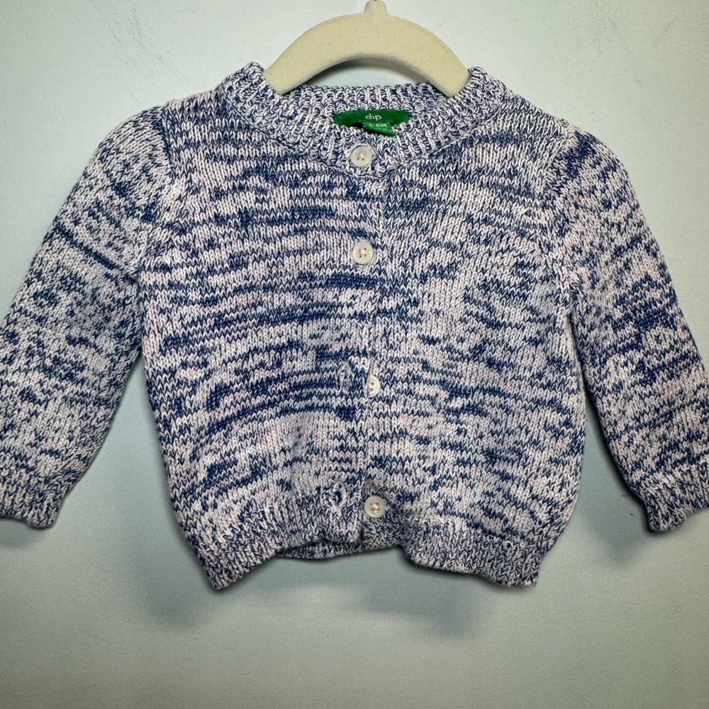 dip Blue & White Marled Knit Baby Cardigan